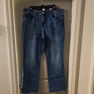 Blue Straight-Leg Jeans with Cuffed Hem